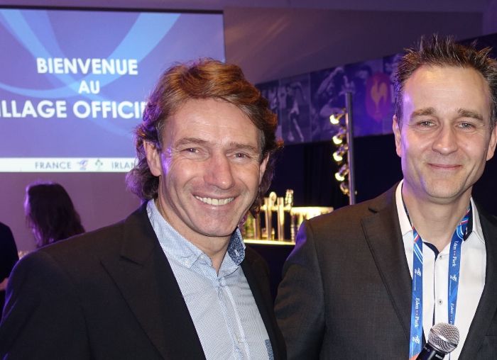 Animateur événementiel Tournoi des 6 Nations match France-Irlande avec Aubin Hueber et Benjamin Kayser au Stade de France samedi 3 février 2018